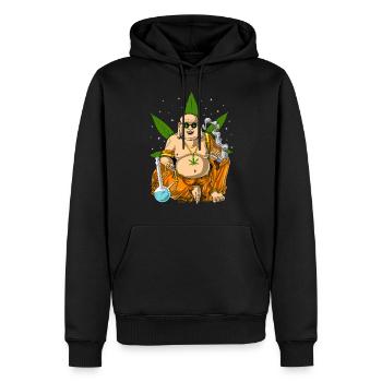 Buddha, der Unkraut raucht - Männer Premium Bio Hoodie - Schwarz - Vorne - Nico (187cm)