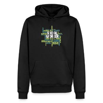 Travailleurs sociaux - Sweat à capuche Premium bio Homme - noir - Devant - Nico (187cm)