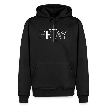 Priez la croix chrétienne - Jésus nous aime - Sweat à capuche Premium bio Homme - noir - Devant - Nico (187cm)