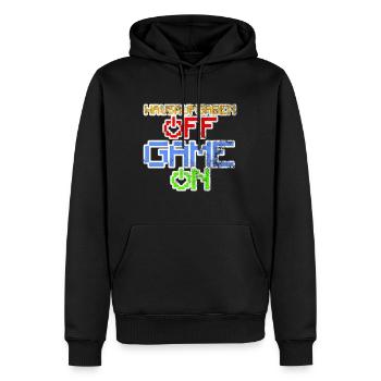 Les devoirs hors jeu sur le jeu - Sweat à capuche Premium bio Homme - noir - Devant - Nico (187cm)