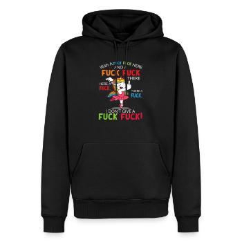 Tanzendes Einhorn mit Mittelfinger Design - Männer Premium Bio Hoodie - Schwarz - Vorne - Nico (187cm)