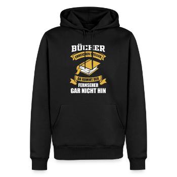 Bücher Spruch - Männer Premium Bio Hoodie - Schwarz - Vorne - Nico (187cm)