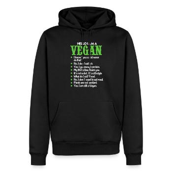 végétalien - Sweat à capuche Premium bio Homme - noir - Devant - Nico (187cm)