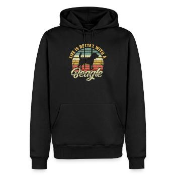 beagle - Men’s Premium Organic Hoodie - black - Front - Nico (187cm)