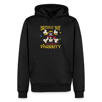 Anniversaire pirate pirate pirate pirate head - Sweat à capuche Premium bio Homme - noir - Devant - Nico (187cm)