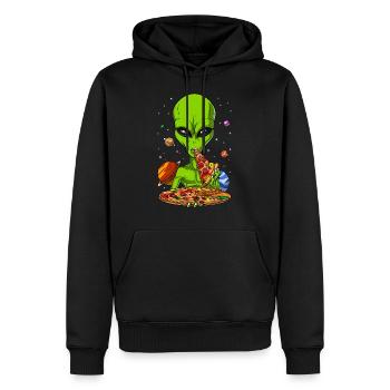 Außerirdischer, der Pizza isst - Männer Premium Bio Hoodie - Schwarz - Vorne - Nico (187cm)