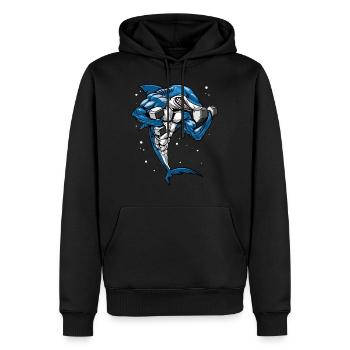 Requin Fitness Haltérophilie - Sweat à capuche Premium bio Homme - noir - Devant - Nico (187cm)