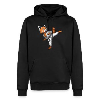 Roter Panda Bär Karate Ninja - Männer Premium Bio Hoodie - Schwarz - Vorne - Nico (187cm)