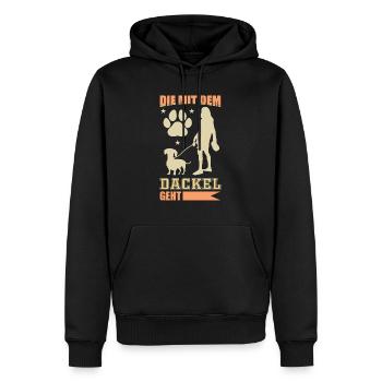 Die mit dem Dackel geht - Männer Premium Bio Hoodie - Schwarz - Vorne - Nico (187cm)
