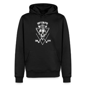 Uptempo Festival 200 BPM Rave Geschenk - Männer Premium Bio Hoodie - Schwarz - Vorne - Nico (187cm)