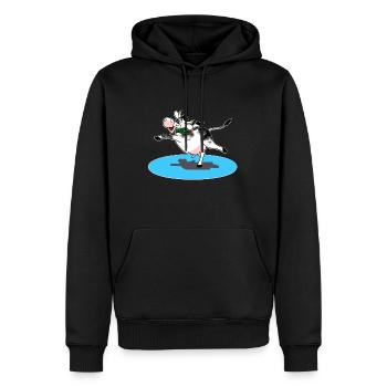 Vache sur la glace - Sweat à capuche Premium bio Homme - noir - Devant - Nico (187cm)