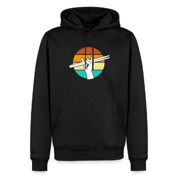 Schlagzeug Drummer Schlagzeuger Retro Geschenk - Männer Premium Bio Hoodie - Schwarz - Vorne - Nico (187cm)