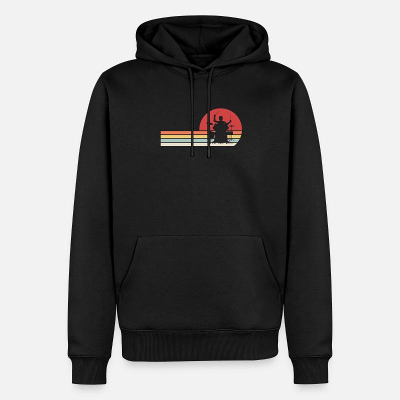 Drummer Retro - Männer Premium Bio Hoodie - Schwarz