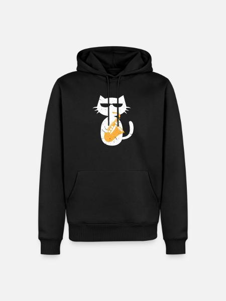 Saxophone cat - Men’s Premium Organic Hoodie - black