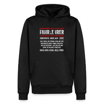 Fahrlehrer Führerschein - Männer Premium Bio Hoodie - Schwarz - Vorne - Nico (187cm)