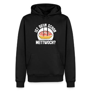 Mett - Ist denn schon Mettwoch? - Männer Premium Bio Hoodie - Schwarz - Vorne - Nico (187cm)