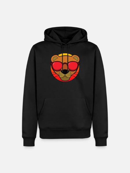 Fajne zwierzęta Lew śmieszne zwierzę - Herre Premium økologisk hoodie - sort