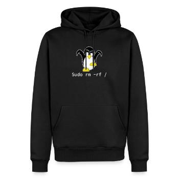 Tux Linux Penguin Sudo Rm Rf | Computer Geek Hack - Men’s Premium Organic Hoodie - black - Front - Nico (187cm)