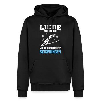 Skispringen - Männer Premium Bio Hoodie - Schwarz - Vorne - Nico (187cm)