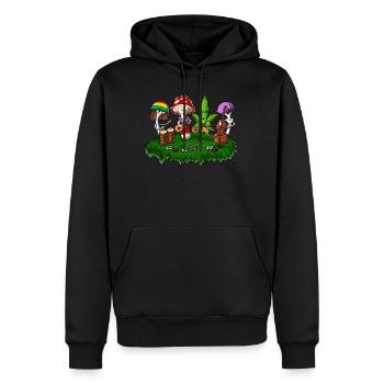 Hippie Champignons Psychédélique Festival - Sweat à capuche Premium bio Homme - noir - Devant - Nico (187cm)