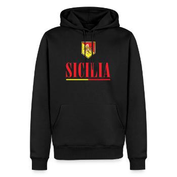 Sizilien Abzeichen - Männer Premium Bio Hoodie - Schwarz - Vorne - Nico (187cm)