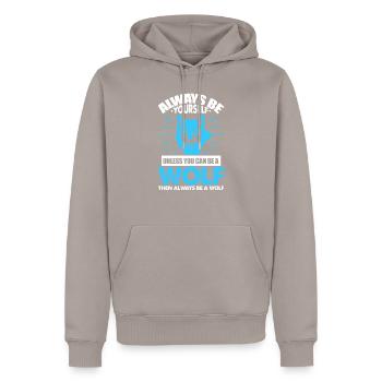 Wolf Wolfpack Wölfe Natur Wild Wildnis Geschenk - Männer Premium Bio Hoodie - Taupe - Vorne - Nico (187cm)