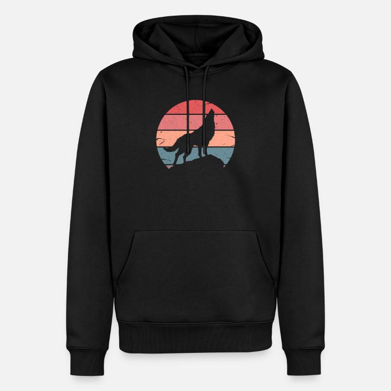 Wolf - Männer Premium Bio Hoodie - Schwarz
