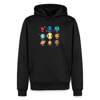 Astronaute planète univers galaxie de l'espace - Sweat à capuche Premium bio Homme - noir - Devant - Nico (187cm)