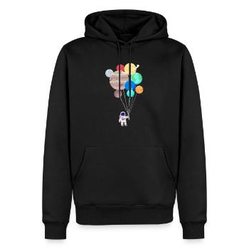 Astronaute planète univers galaxie de l'espace - Sweat à capuche Premium bio Homme - noir - Devant - Nico (187cm)