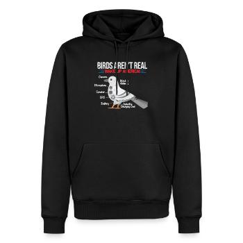 Birds Aren’t Real - Sweat à capuche Premium bio Homme - noir - Devant - Nico (187cm)
