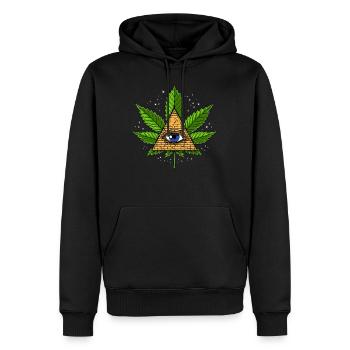 Pyramide d'Illuminati de feuille de mauvaise herbe - Sweat à capuche Premium bio Homme - noir - Devant - Nico (187cm)