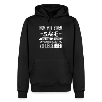 Holzfäller Helden und Legenden - Männer Premium Bio Hoodie - Schwarz - Vorne - Nico (187cm)
