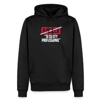 hacker - Men’s Premium Organic Hoodie - black - Front - Nico (187cm)