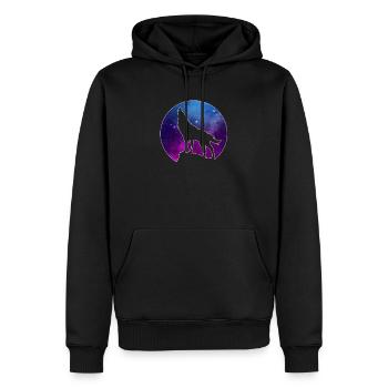 Wolf - Sweat à capuche Premium bio Homme - noir - Devant - Nico (187cm)