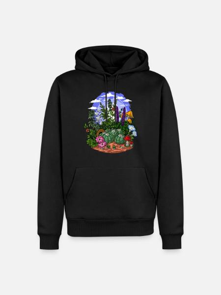 Psychedelischer Naturgarten - Männer Premium Bio Hoodie - Schwarz