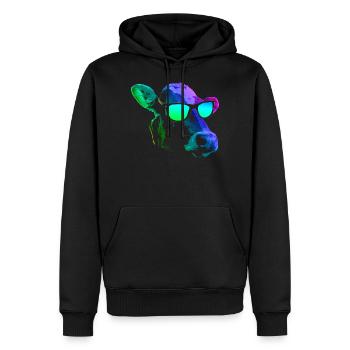 kühle Kuh - Männer Premium Bio Hoodie - Schwarz - Vorne - Nico (187cm)