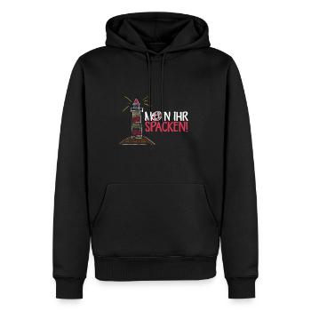 Moin Ihr Spacken Plattdeutsch Begrüßung - Männer Premium Bio Hoodie - Schwarz - Vorne - Nico (187cm)