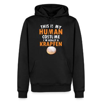 Krapfen Kostüm - Faschingskrapfen Human Costume - Männer Premium Bio Hoodie - Schwarz - Vorne - Nico (187cm)