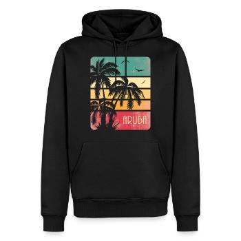 Aruba - Männer Premium Bio Hoodie - Schwarz - Vorne - Nico (187cm)