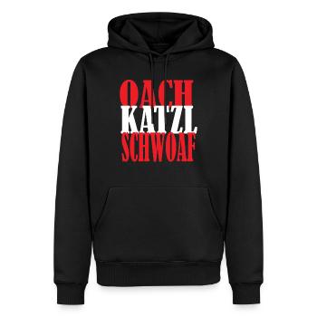 Oachkatzlschwoaf - Österreicher Österreich Dialekt - Männer Premium Bio Hoodie - Schwarz - Vorne - Nico (187cm)