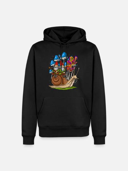 Champignons escargots gnomes - Sweat à capuche Premium bio Homme - noir