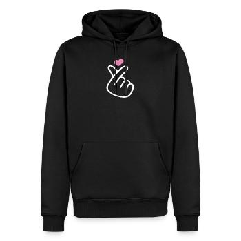 Saranghae Hand Symbol - Kpop Sign, K-Pop, Kpop - Männer Premium Bio Hoodie - Schwarz - Vorne - Nico (187cm)