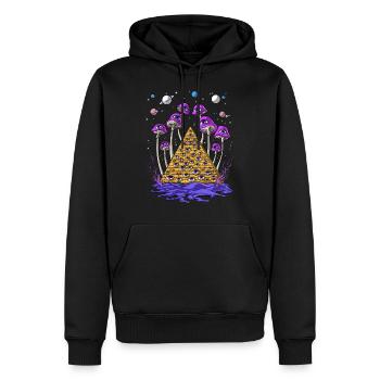 Psychedelische ägyptische Pyramiden-Psilocybin-Pilze - Männer Premium Bio Hoodie - Schwarz - Vorne - Nico (187cm)