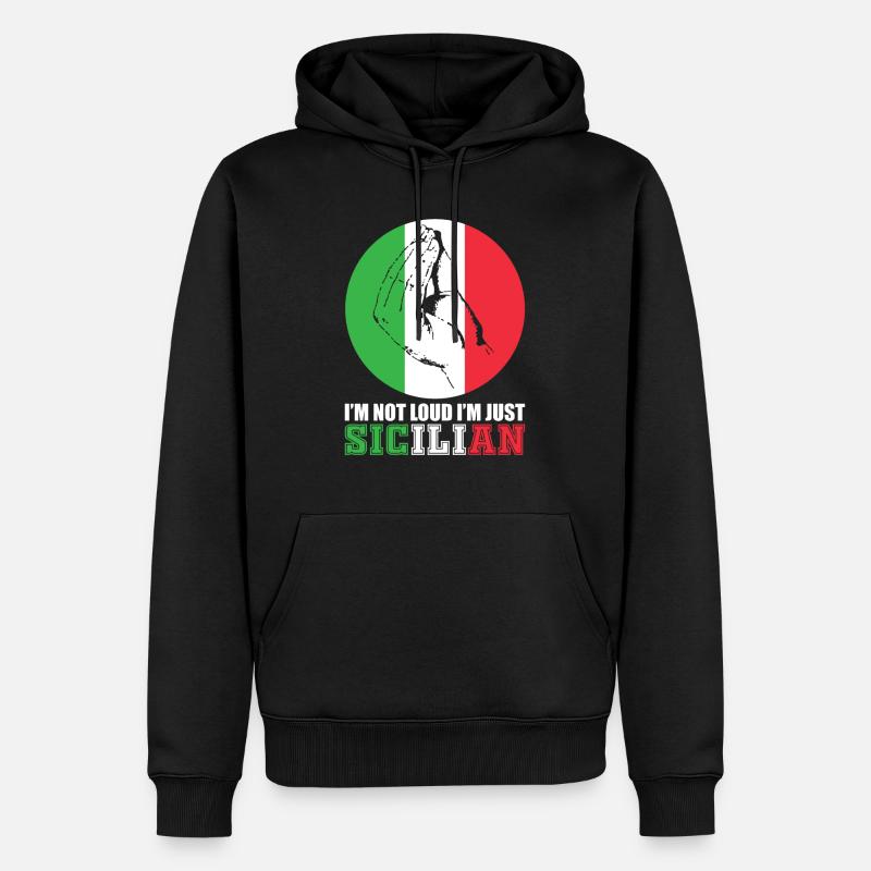 Drapeau de geste de main Italie Sicile - Sweat à capuche Premium bio Homme - noir