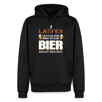 Laufen Läufer Lustige Lauf Sprüche - Männer Premium Bio Hoodie - Schwarz - Vorne - Nico (187cm)