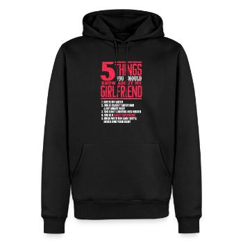 Freundin - Männer Premium Bio Hoodie - Schwarz - Vorne - Nico (187cm)