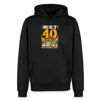 40e anniversaire - Sweat à capuche Premium bio Homme - noir - Devant - Nico (187cm)