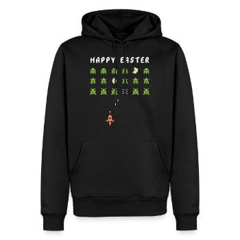 Pâques rétro - Sweat à capuche Premium bio Homme - noir - Devant - Nico (187cm)