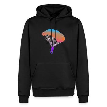 Parachute parachutiste cadeau parachute - Sweat à capuche Premium bio Homme - noir - Devant - Nico (187cm)