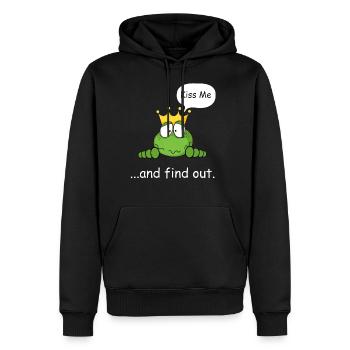 Embrasse-moi et découvre, prince grenouille, grenouille douce - Sweat à capuche Premium bio Homme - noir - Devant - Nico (187cm)